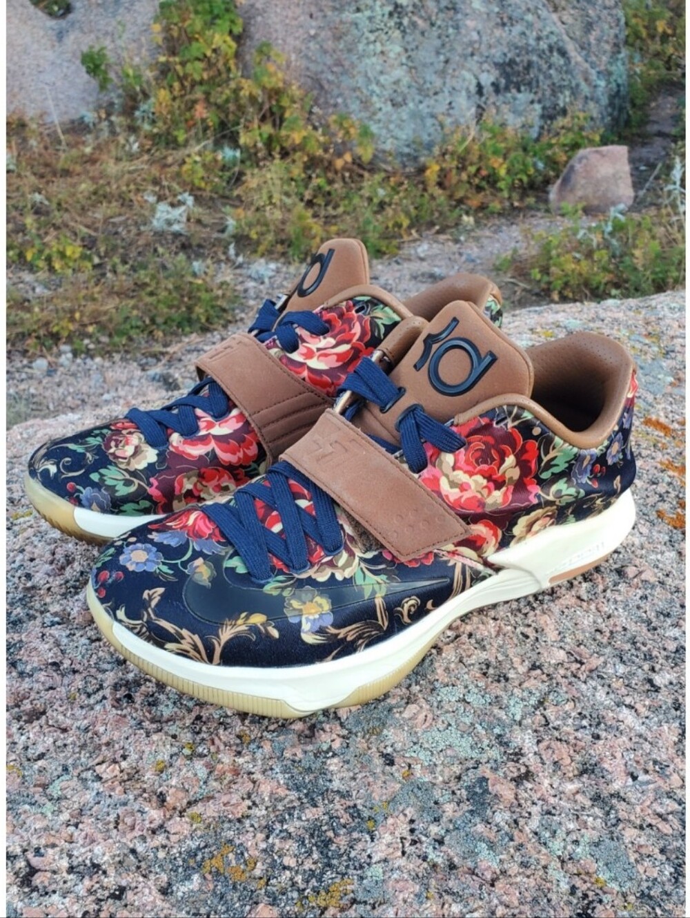 Nike KD 7 EXT QS Floral 726438-400 Midnight Navy Multicolor Kevin Durant Sneaker